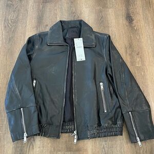 NWT Zara distressed leather jacket XS